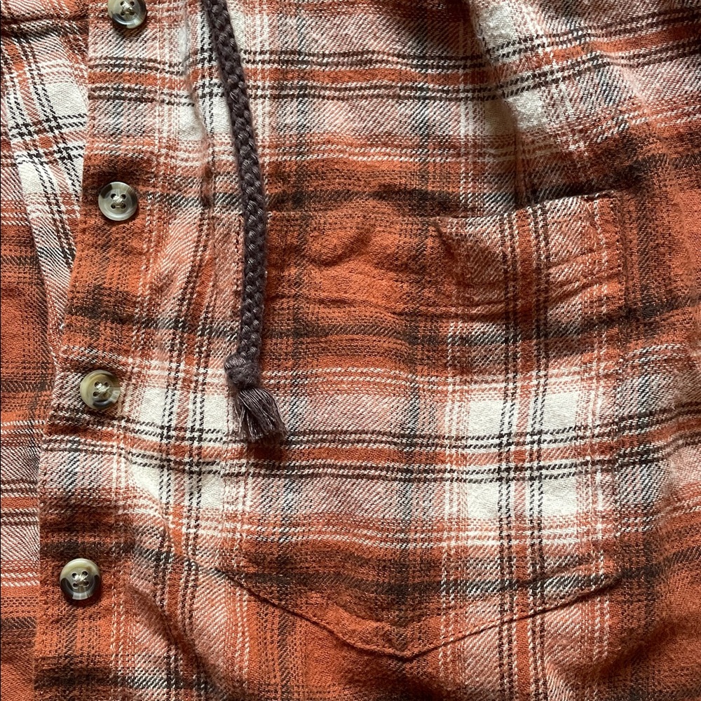 Cropped Flannel Hoodie - Picture 3 of 4